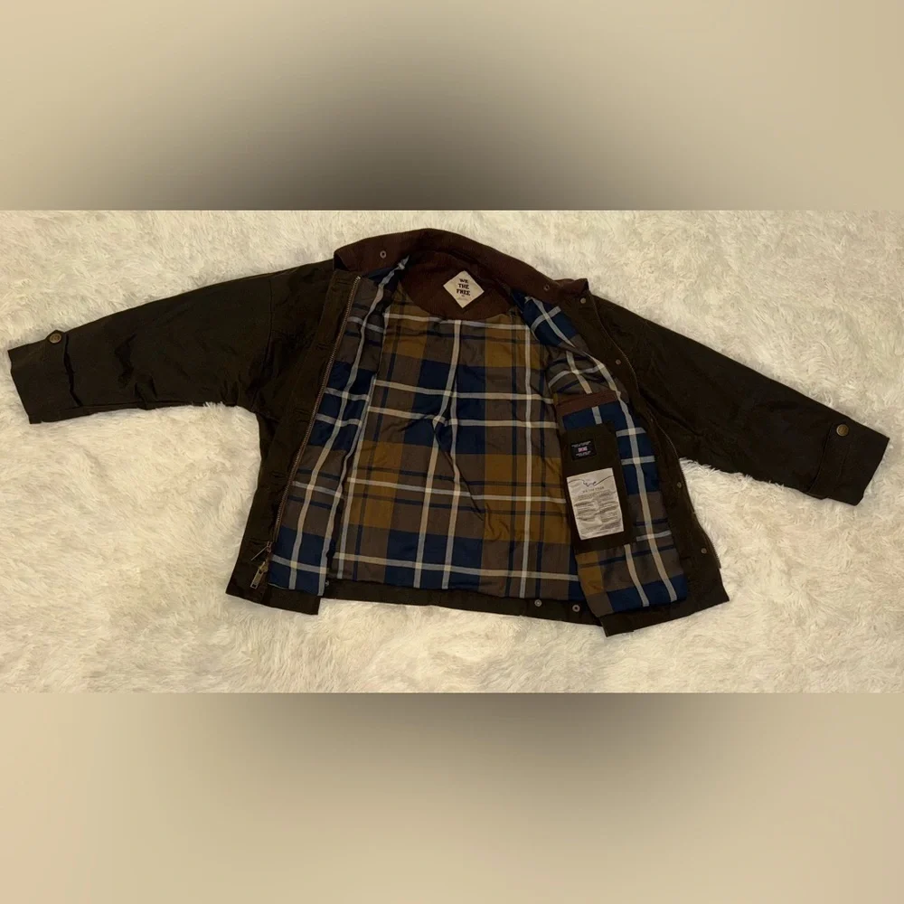 New Free People We The Free Cori Waxed Zip Front Wax Long Oversized Chore Jacket
